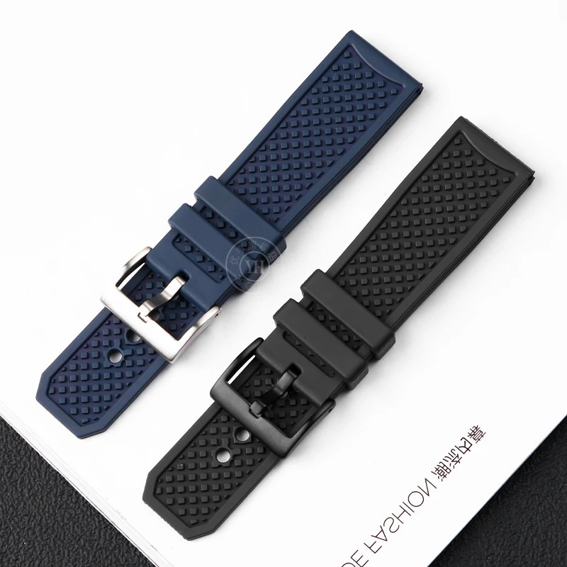 23mm 24mm Fluororubber Watchband Pin Buckle Accessories replace for strap CALIBRE Soft watch band WSCA0006 240106