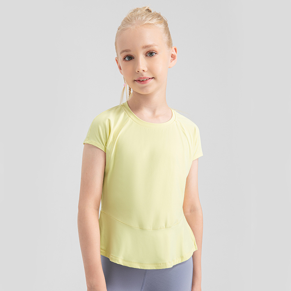 Uu-1882 Loose Yoga Short Sleeved Kids's Casual Running Dance Breathable Shirts