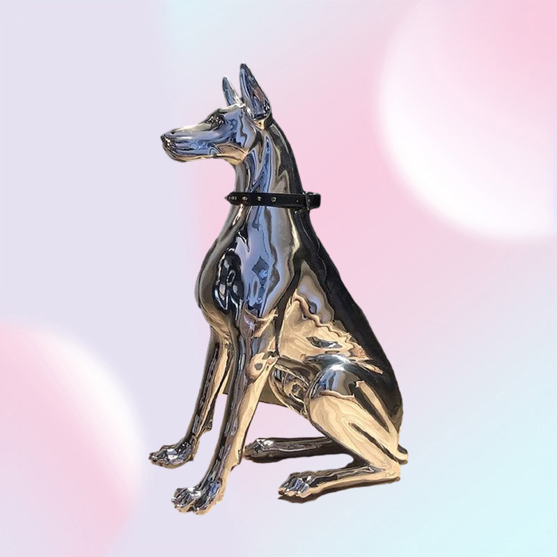 Decorative Objects Figurines 1PCS Sculpture Doberman Dog Large Size Art Animal Statues Figurine Room Decoration Resin Statue Ornam