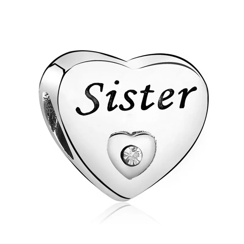 925 Silver Love Dad, Mom, Sister, Best Friend Beads Suitable for Charm Bracelets and Bracelets DIY Women's Jewelry Making Free Shipping