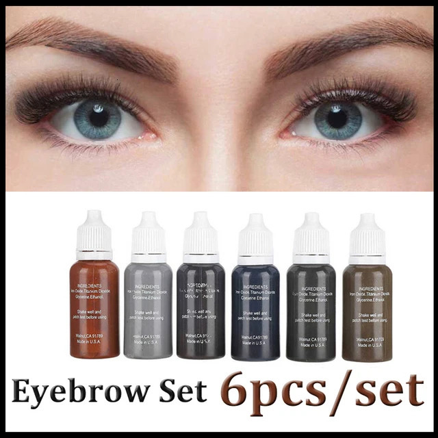 15ml 6pcs Tattoo Ink Set Permanent Makeup Eyebrow Lips Eyeline Tattoo Color Microblading Pigment Body Beauty Tattoo Art Supplies 240108