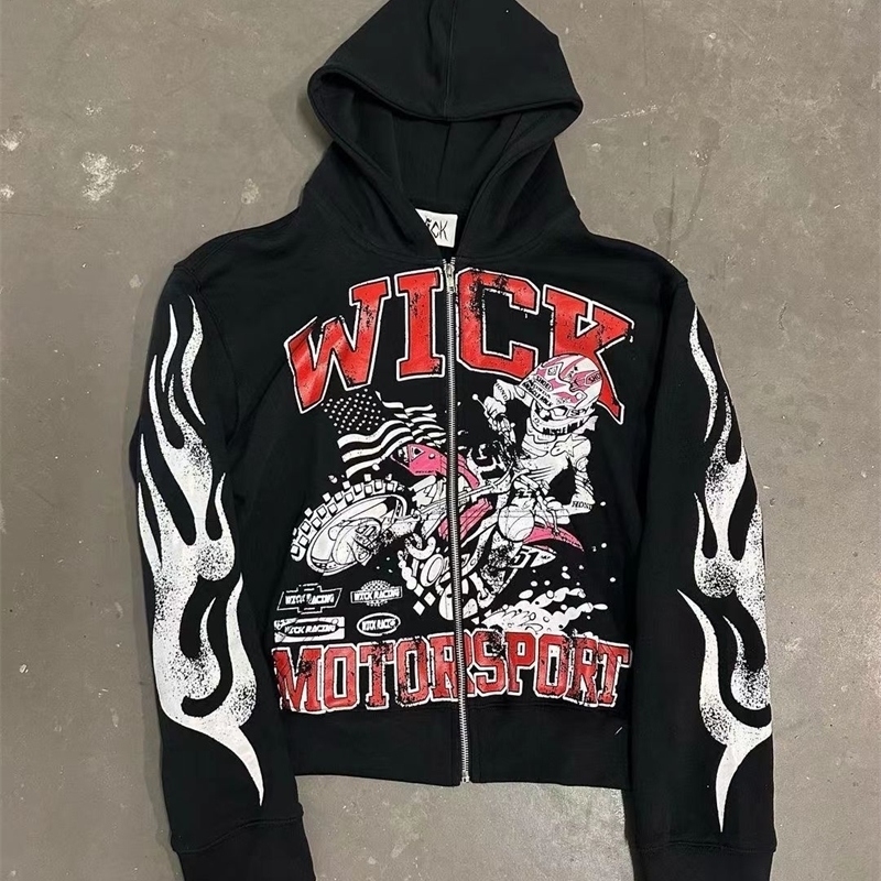 American Vintage Geometric Printed Hoodies Women Y2K Sweatshirt Autumn and Winter Oversize Coat Streetwear Casual Loose Jackets 240106