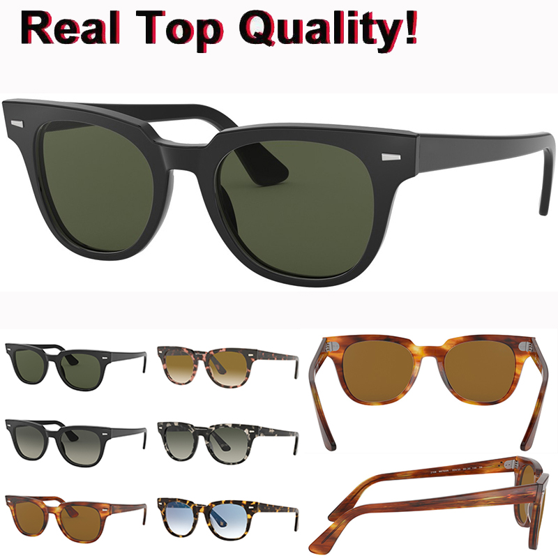 Top Quality Eyeglass Meteor Sunglasses Men Women Acetate Frame Real Glass Lenses Sun Glasses for Male Female with Leather Box