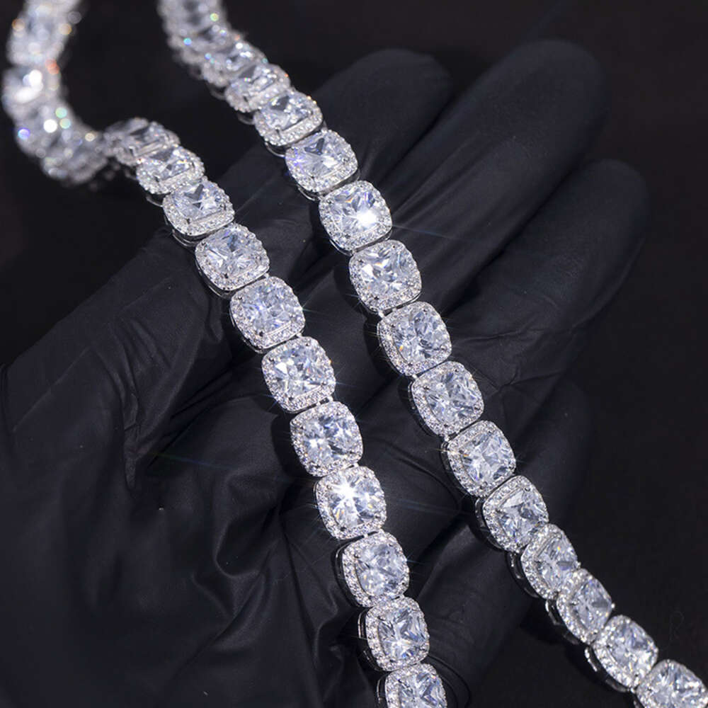 Fashion Customized High-End S Sterg Sier VVS D Color Moissanite Dia Cushion Tennis Chain For Jewelry Gift