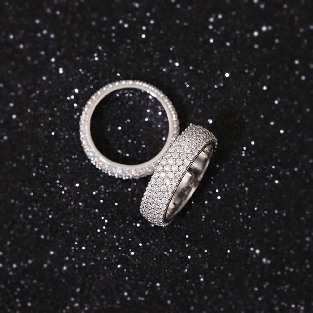 RTS Fashion Style Mans Sterg Sier Full ice out Moissanite Dia Hip Hop Rapper Cuban Ring