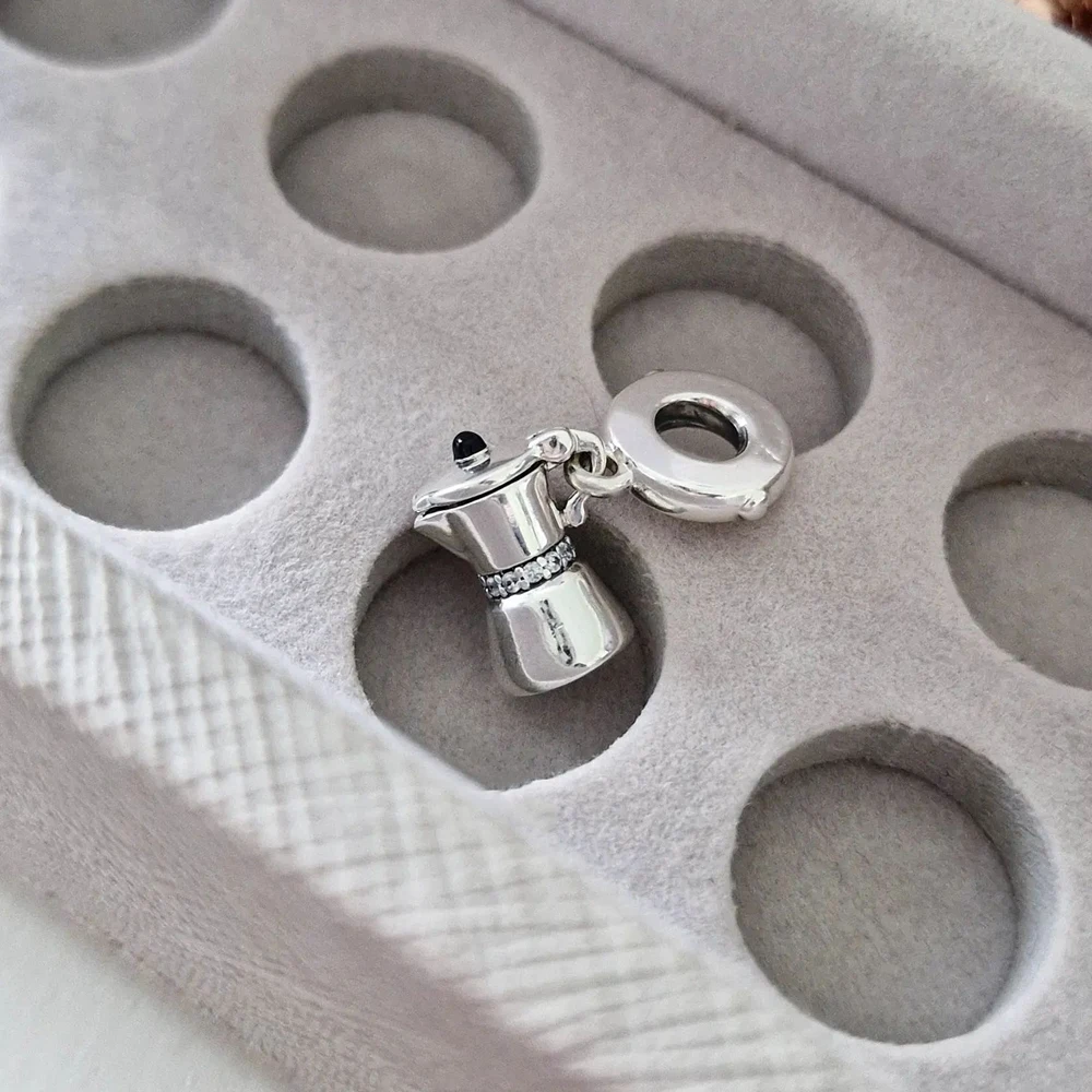 New 925 Sterling Silver Moka Coffee Pot Dangle Charm Fit Original Pan Bracelet Bangle Women DIY Jewelry Gift