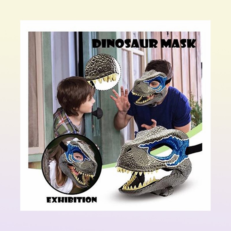 Dragon Dinosaur Jaw Mask Open Mouth Latex Horror Dinosaur Headgear Dino Mask Halloween Party Cosplay Props Scared MaskGC13901946006