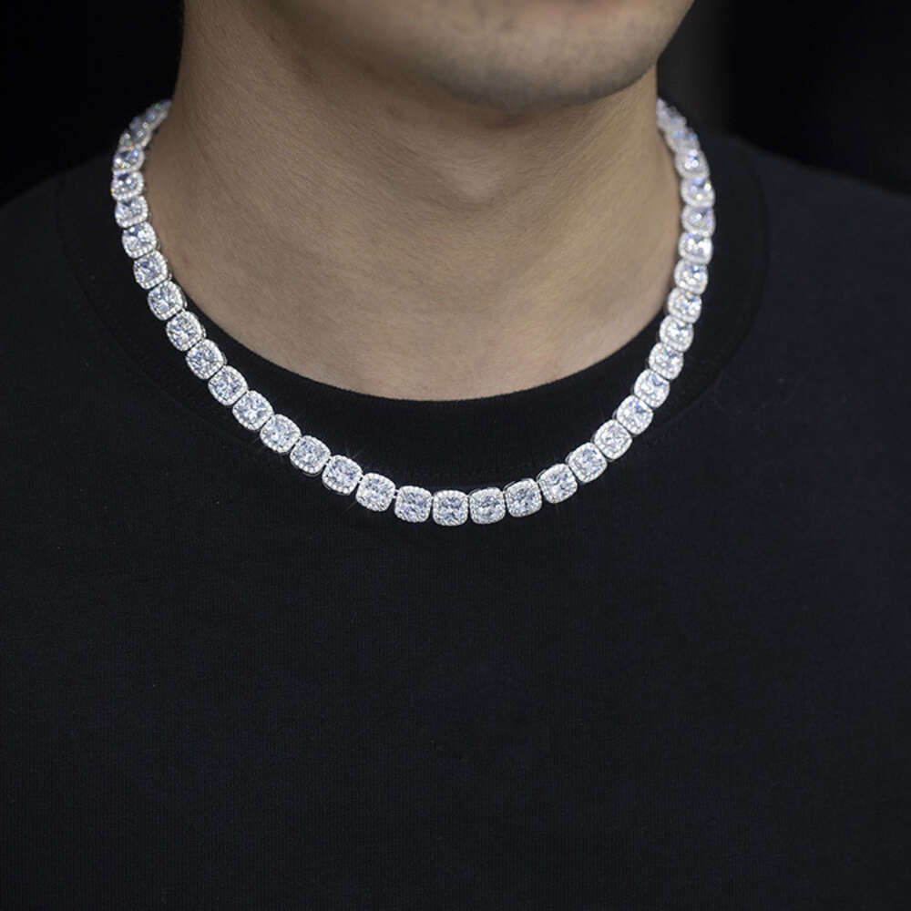 Fashion Customized High-End S Sterg Sier VVS D Color Moissanite Dia Cushion Tennis Chain For Jewelry Gift