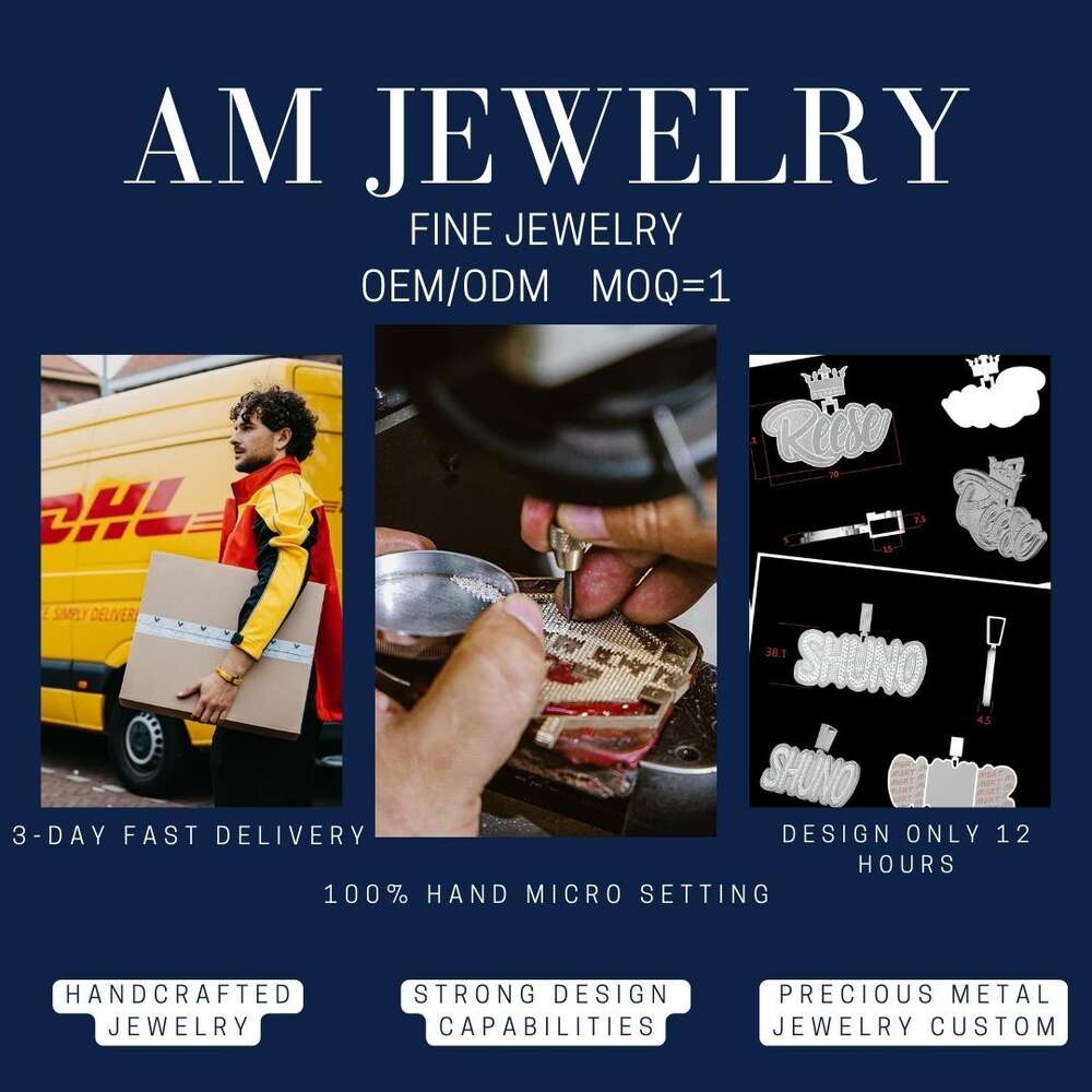 Iced Out Chain Pendant Men Jewelry Passes Diamond Tester 14K 18K Solid Gold Letter Name Hip Hop Custom VVS Moissanite Pendant