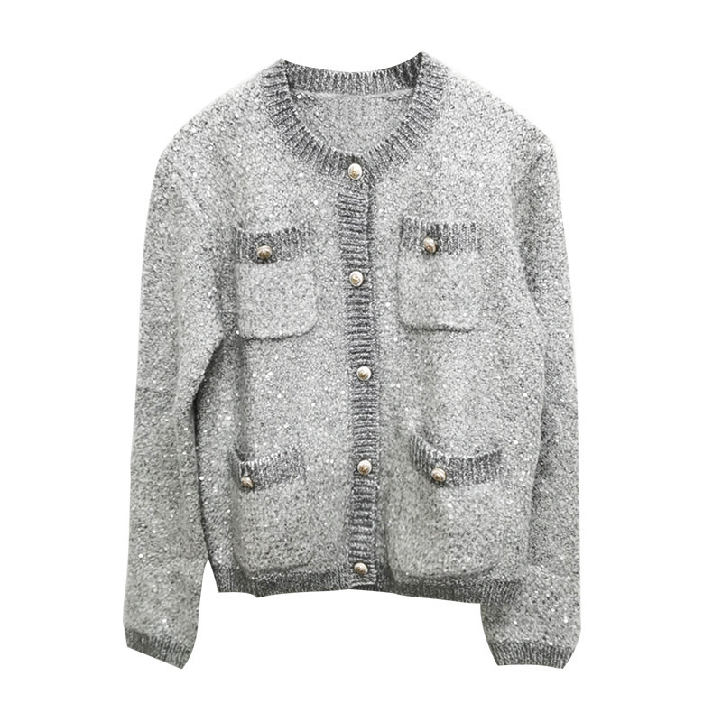Maje New Button Color Contrast Socialite Knitted Coat Women's Sweater