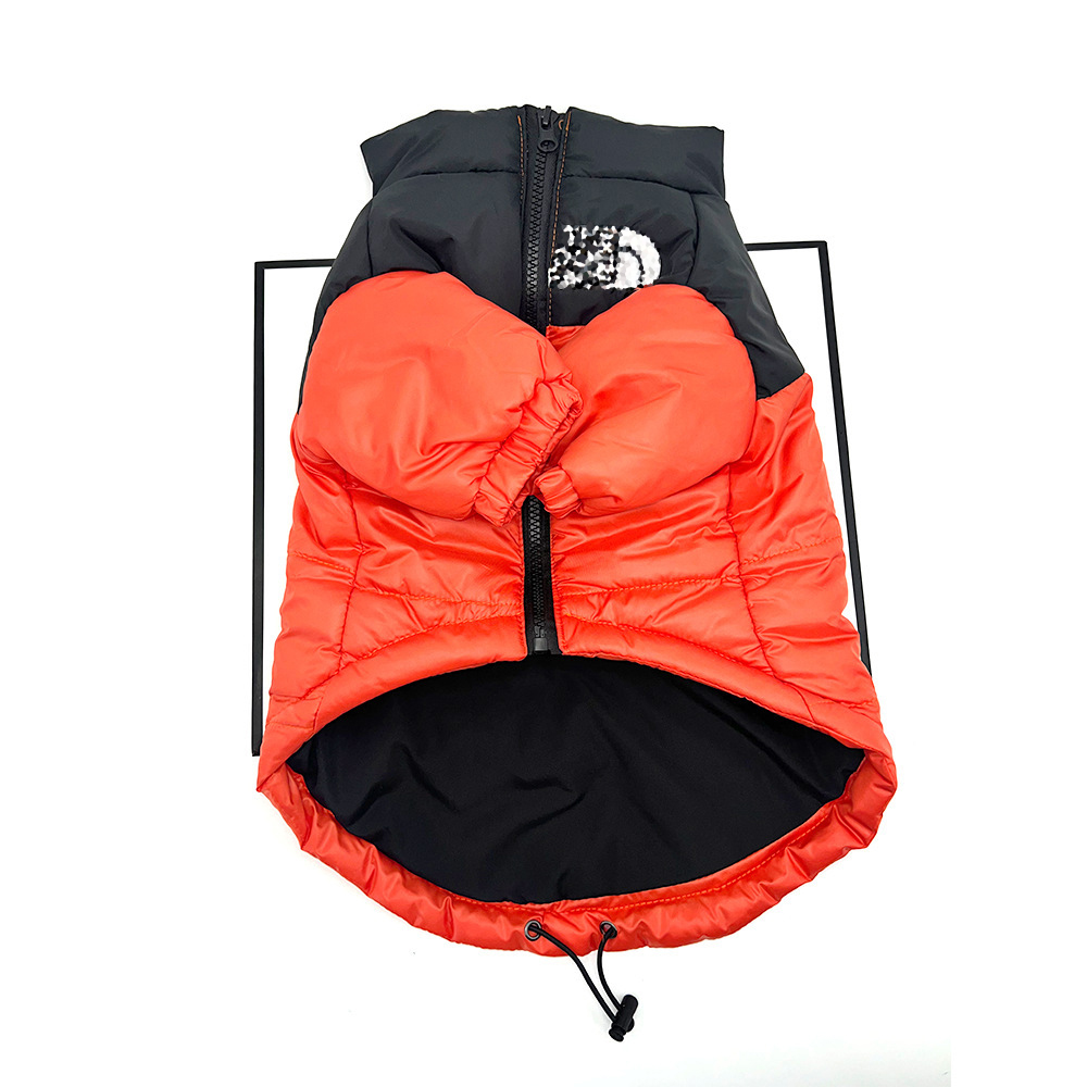 Designer winter green orange black patchwork warm thick jacket small and medium-sized dog logo embroidered pet coat
