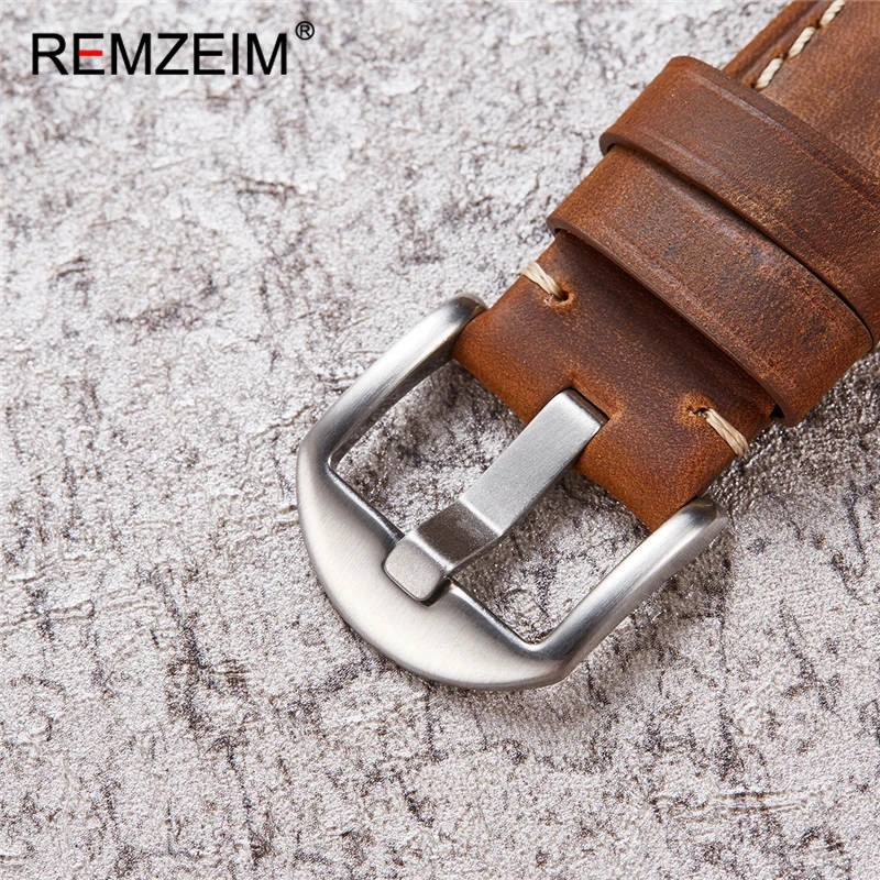 REMZEIM Genuine Leather Watch Band 20mm 22mm 24mm 26mm Quick Release Crazy Horse Strap Watchband Accessories 240106