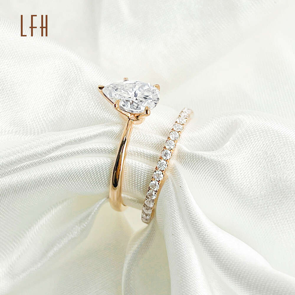 Round Custom Moissanite Rings Women Real Rose Wedding Solid Ring Gold for Couples