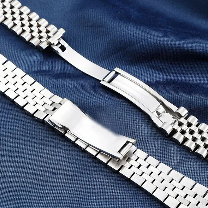 Watch Accessories 20mm 316L Solid Stainless Steel Curved End Jubilee Strap Band Bracelet Fit for bracelet 240106