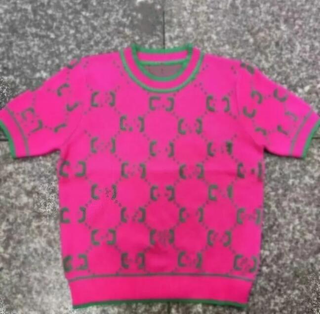 Designer hoodie Women Knitted Sweaters Tees 2024 Short Sleeve O-Neck T -Shirts Fashion Slim Knitwear Tops