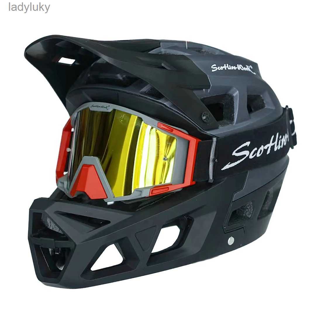 Cycling Helmets MTB Fullface Cycling Helmet Ultralight Integrated Ciclismo Man's Professional Racing Equipment Motocross Kask Bicycle ProtectionL