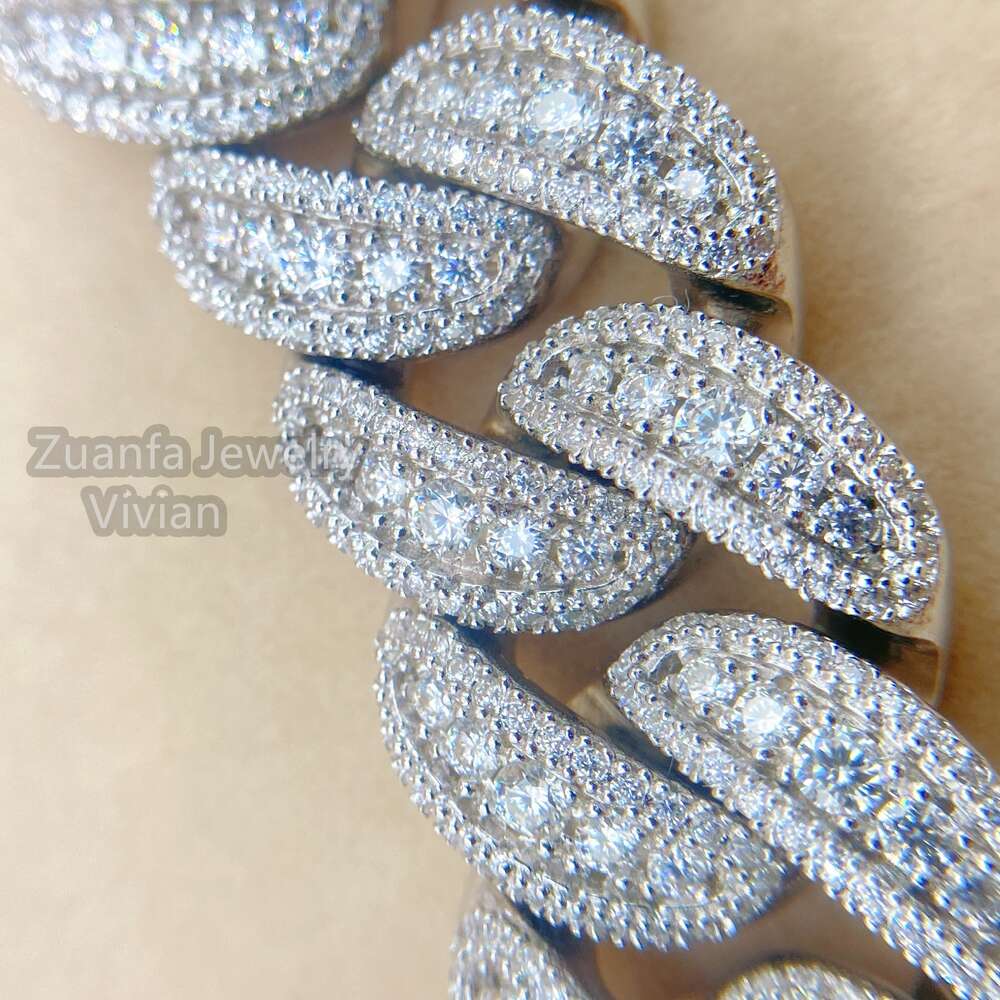 Wholesale Price Bling Jewelry Hip Hop 925 Silver Necklace with Zircone Cz Necklace Cuban Link Chain