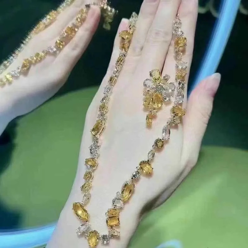 With Candy Fine Jewelry Sets Color Crystal Trendy Pearl Dulcis Necklace Earrings Ring Bracelet for Women Gift 240109