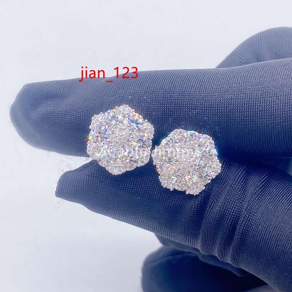 Hotsale Iced Out Hip Hop Jewellery Lowest Price Sterg Sier VVS Moissanite Dia Stud wer Earrings