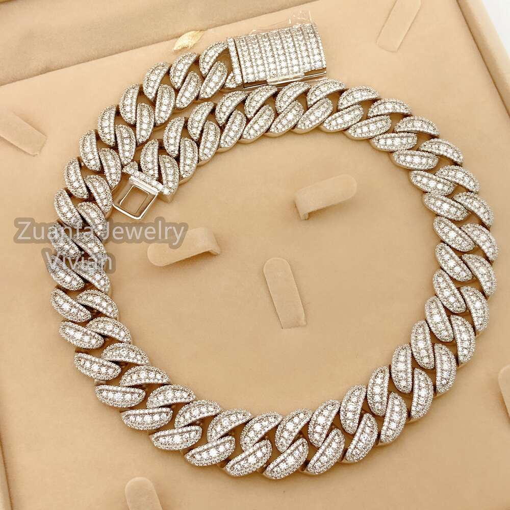 Wholesale Price Bling Jewelry Hip Hop 925 Silver Necklace with Zircone Cz Necklace Cuban Link Chain