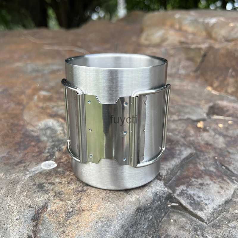 Mugs 300ML Snow Peak Camping Cup Stainless Steel Folding Mug Outdoor Portable Tea Cup Camping Travel Mug YQ240109