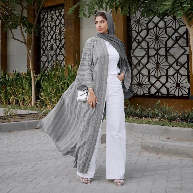 Ethnic Clothing Open Abaya Kimono Elegant Long Dress Muslim Coat Turkey Abayas For Women Dubai 2024 Islam Saudi Arabia Kaftan Hijab