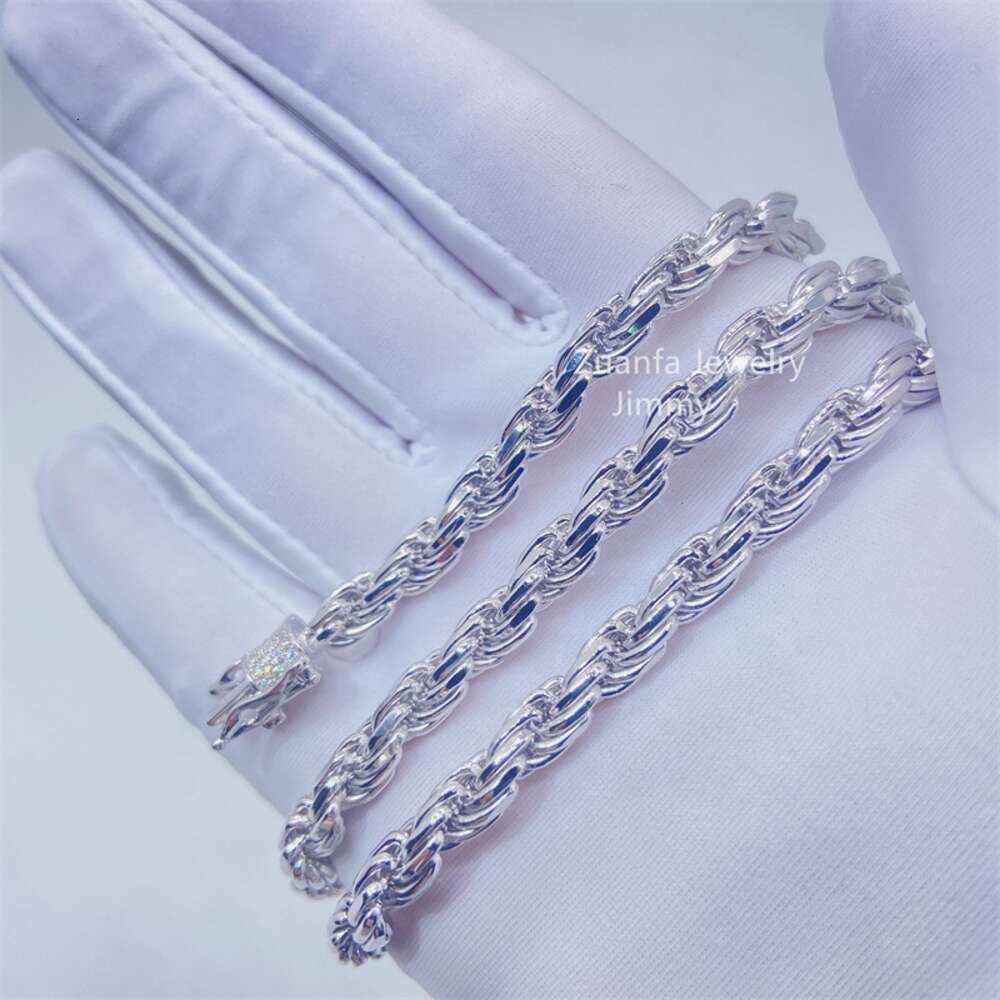 Custom Made Rapper Luxury Hiphop Jewelry 925 Sterling Silver Vvs Moissanite Diamond Lock Rope Chain