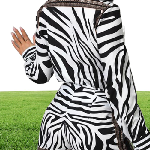 Women039s Tracksuits Autumn Two Piece Set Women Fashion Zebra Pattern Longsleeved Shirt Shorts Suit Ladies Casual4595871