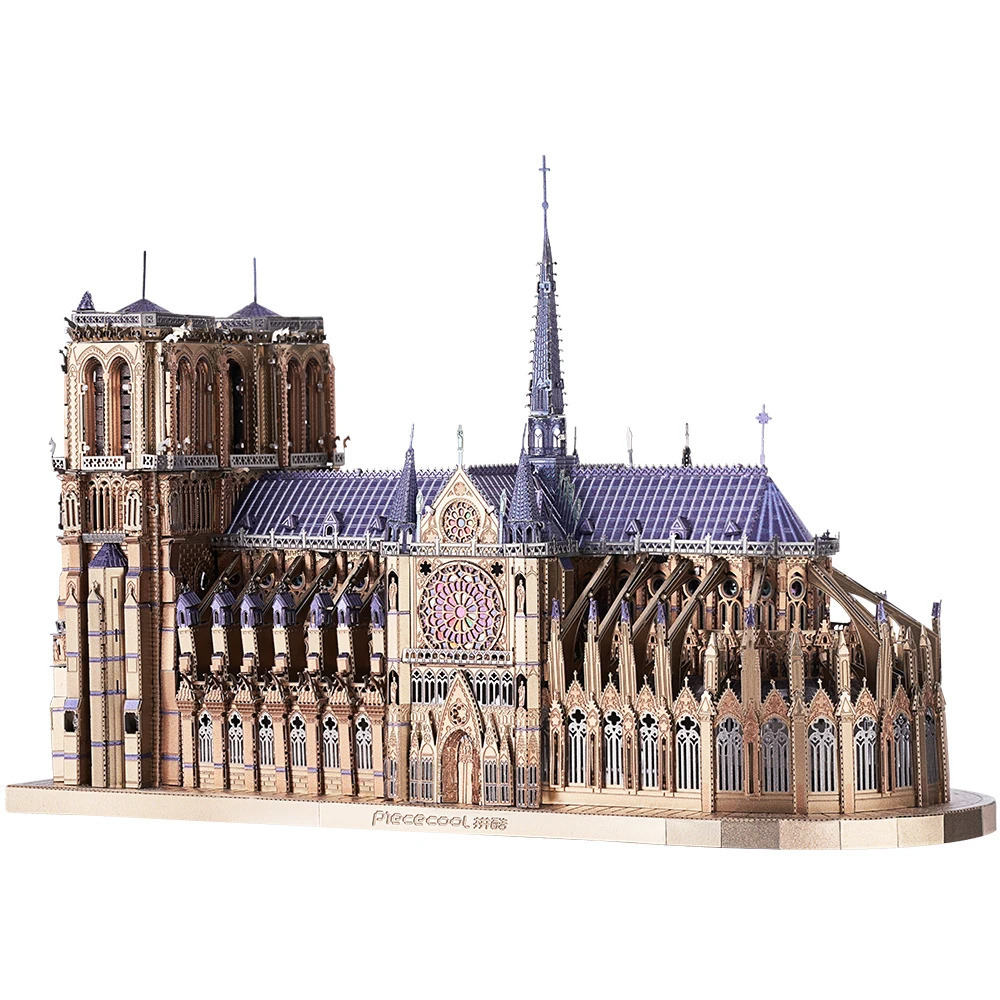 Piececool 3D Metal Puzzles Jigsaw Notre Dame Cathedral Paris DIY Model Building Kits Toys for Adults Birthday Gifts 240108