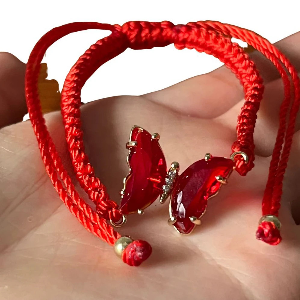 12 Pcs Six Color Butterfly Charm Bracelet Handmade Braided Rope Thread Adjustable Bracelets Bangles Lucky Jewelry Friends Gift 240109