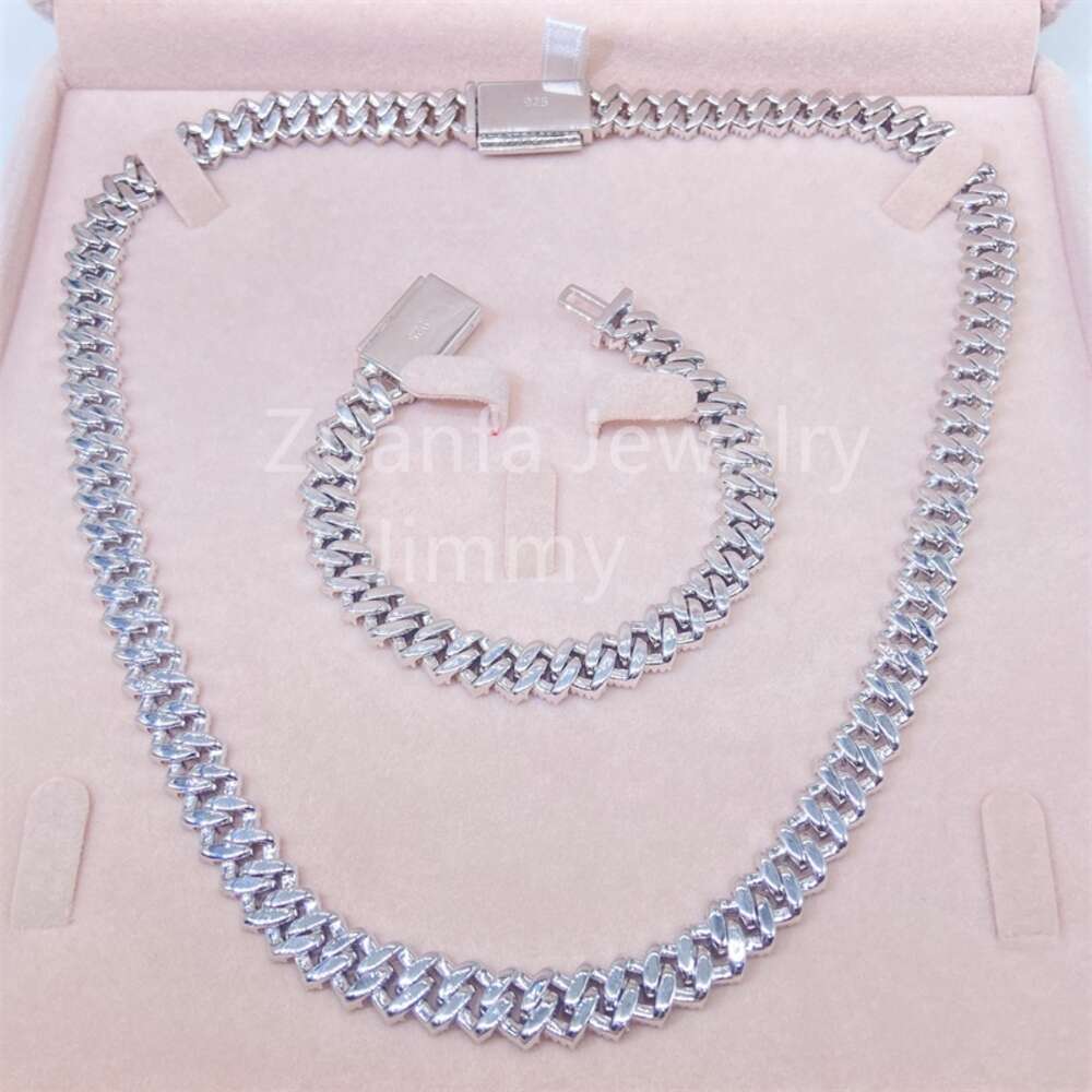 925 Sterling Silver Solid Customized Unique Design 10mm Two Row Vvs1 Moissanite Diamond Men Cuban Link Chain