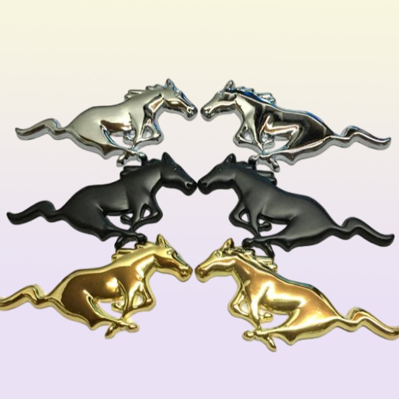 2025 new 2pcs Car Metal Horse badge emblem sticker size 75x28 +/-1mm color sier/Black/Gold fit for USA cars series Mustang and other models5