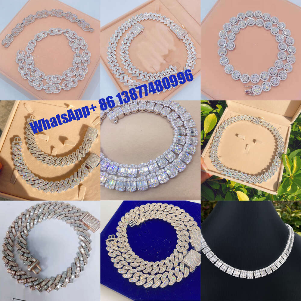 20mm Width Good Quality Bling Zircon Diamond Necklace Hip Hop Jewelry Man Aesthetic 925 Sterling Silver Chain