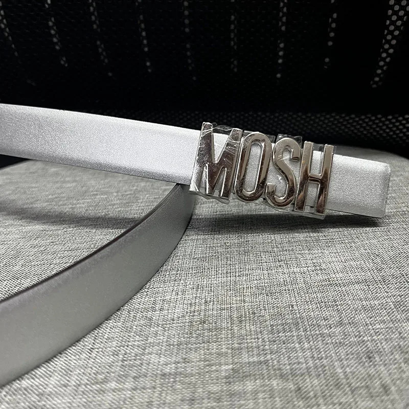 High quality belt for fashionable women 25cm Silver lettering fashion 240109