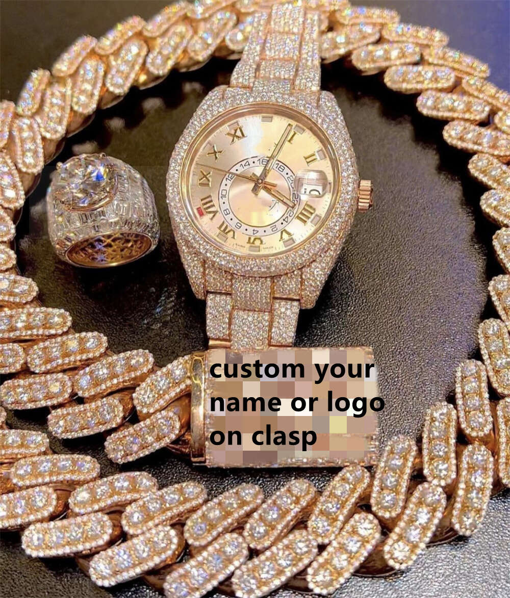 12mm13mm 15mm 18mm Mens Miami Cuban Link Necklace Moissanite Jewelry Zuanfa Moissanite Cuban Chain