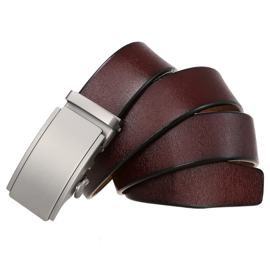 Plyesxale Fashion Yellow Brown Ratchet Belt For Men 100 Genuine Leather Automatic Buckle Casual Trouser Belts Strap B767 240109