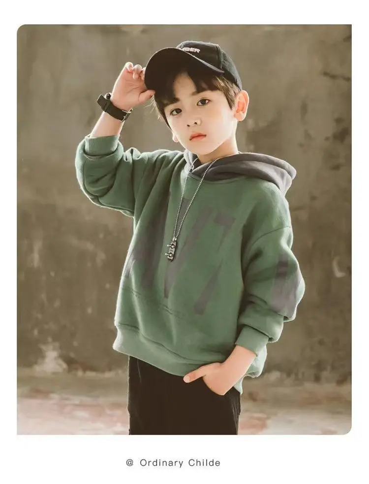 Kids Warm Fleece Hoodies Sweatshirt Todder Teens Cotton Bear Spring Hooded Sweatwear Clothes Pullover Outwear Top 240108