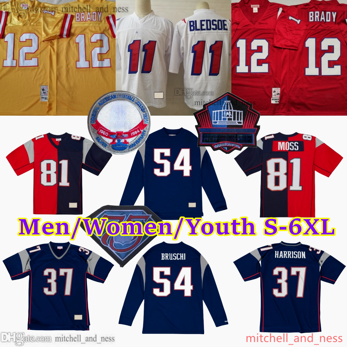 Custom S-6XL Classic Vintage Football 12 Tom Brady Jersey Throwback 1959-1999 Stitch 4 Adam Vinatieri 73 John Hannah 56 Andre Tippett 24 Ty Law 87 Rob Gronkowski