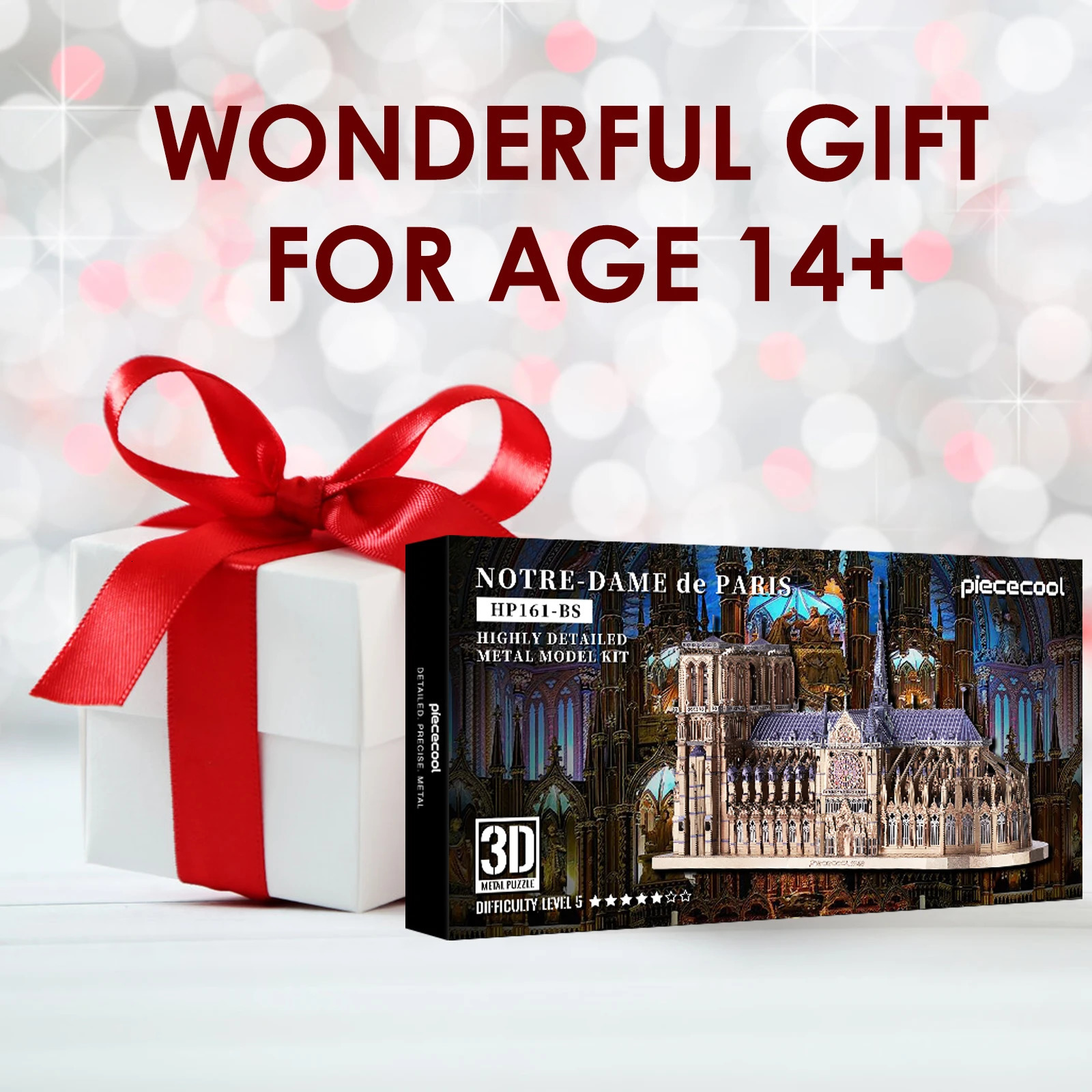 Piececool 3D Metal Puzzles Jigsaw Notre Dame Cathedral Paris DIY Model Building Kits Toys for Adults Birthday Gifts 240108