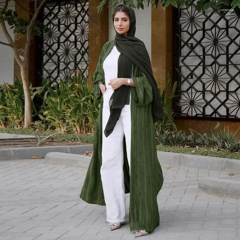 Ethnic Clothing Open Abaya Kimono Elegant Long Dress Muslim Coat Turkey Abayas For Women Dubai 2024 Islam Saudi Arabia Kaftan Hijab
