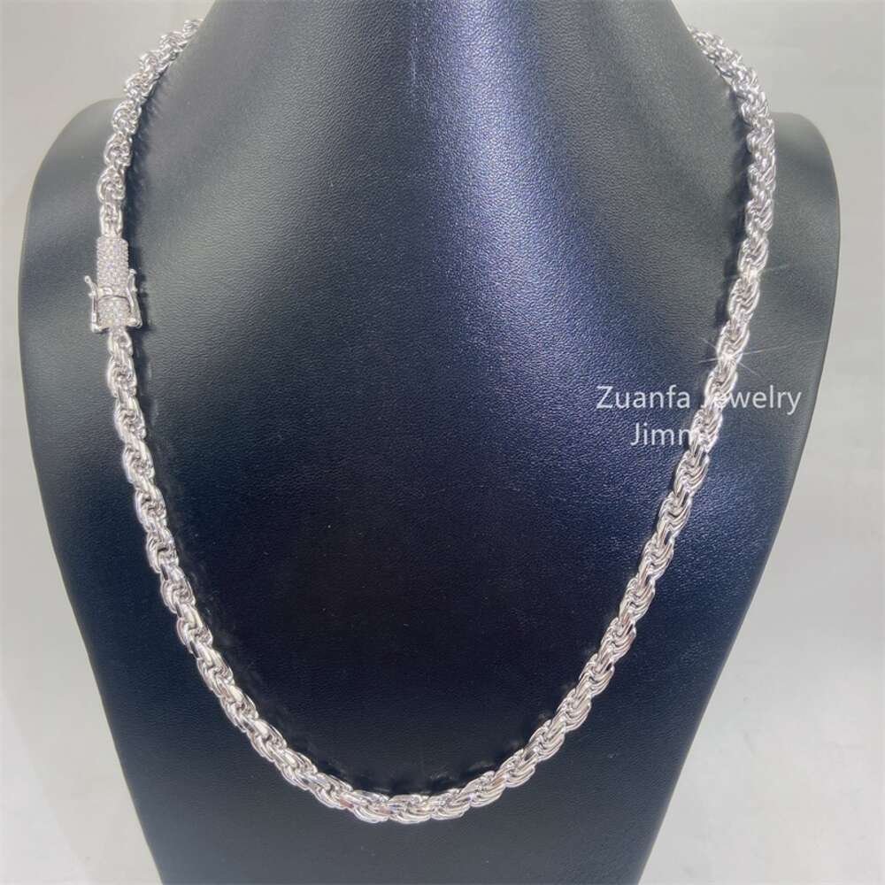 Custom Made Rapper Luxury Hiphop Jewelry 925 Sterling Silver Vvs Moissanite Diamond Lock Rope Chain