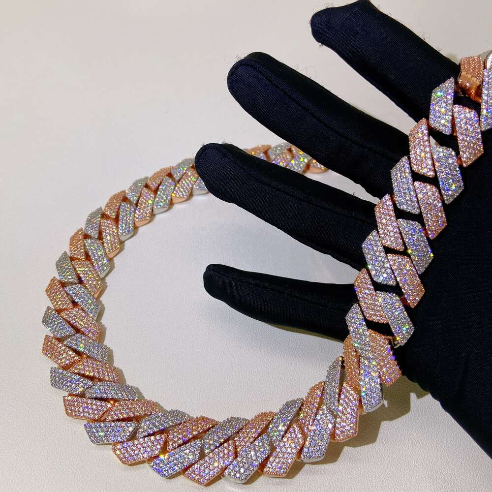 20mm Width Good Quality Bling Zircon Diamond Necklace Hip Hop Jewelry Man Aesthetic 925 Sterling Silver Chain