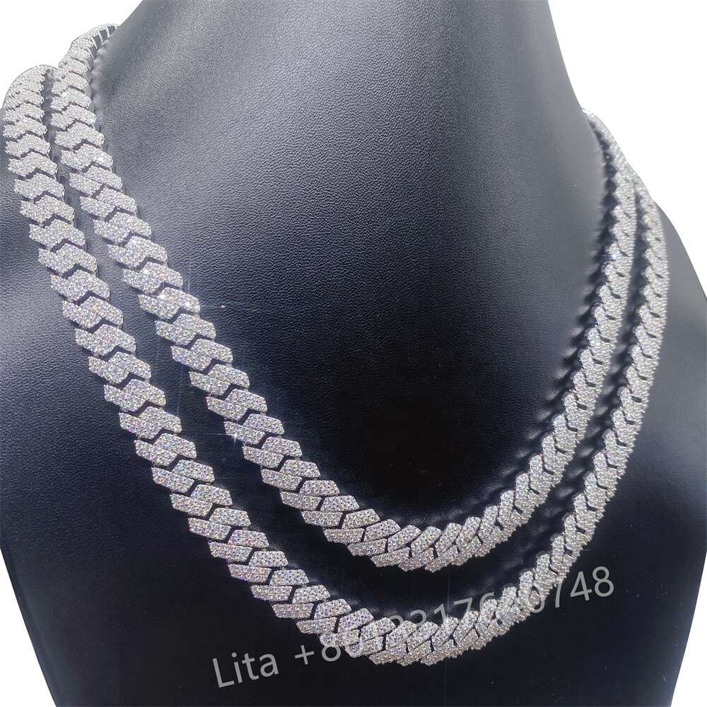 Custom Hip Hop Jewelry 925 Sterling Silver Diamond Moissanite Iced Out Cuban Link Chain