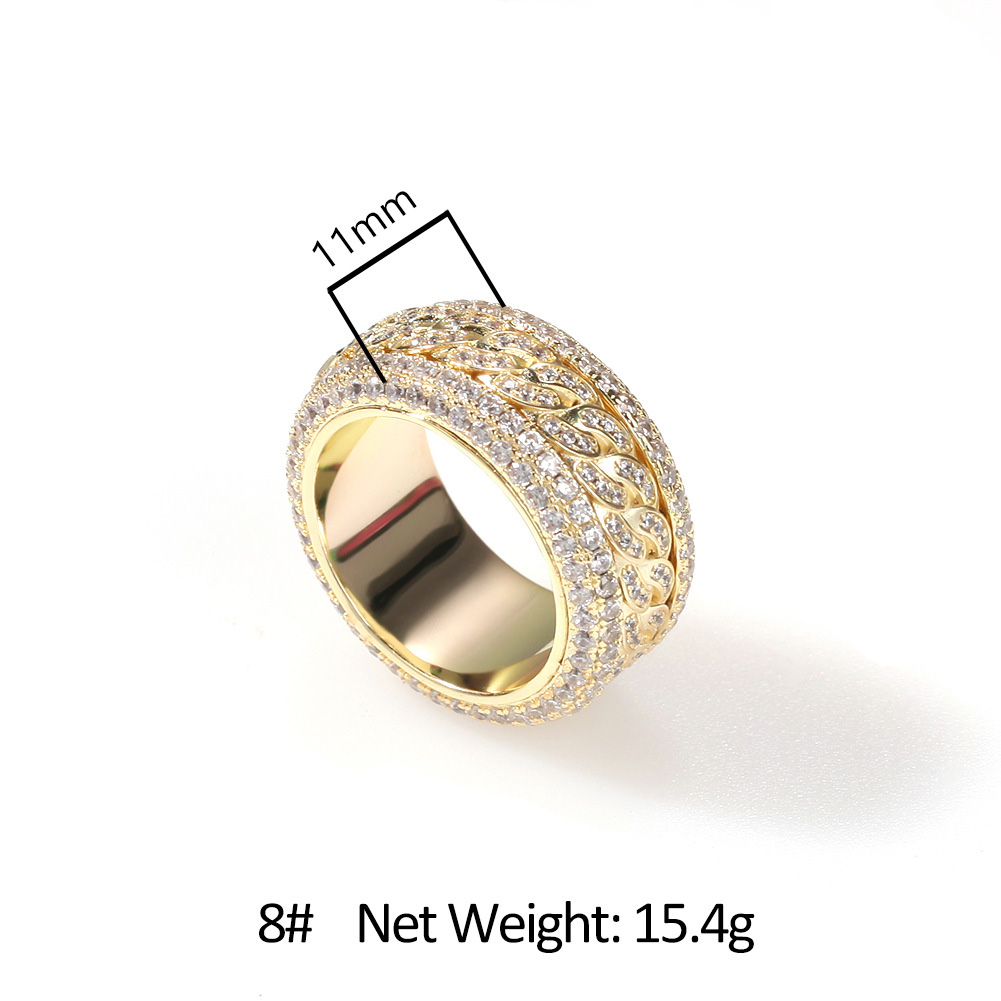 Hip Hop Rotable Cuban Ring Gold Fashion Personality Trendy Ring moissanite diamond 18k gold sterling silver cuban women ring