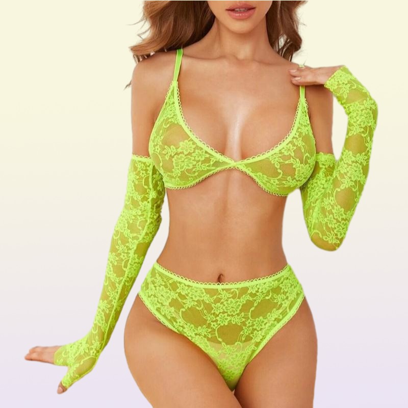 Bras Sets Sexy Lingerie Lace 4piece Sex Suit Multicolor Multicode Plus Size Lingere Fishnet Set Q4247685800