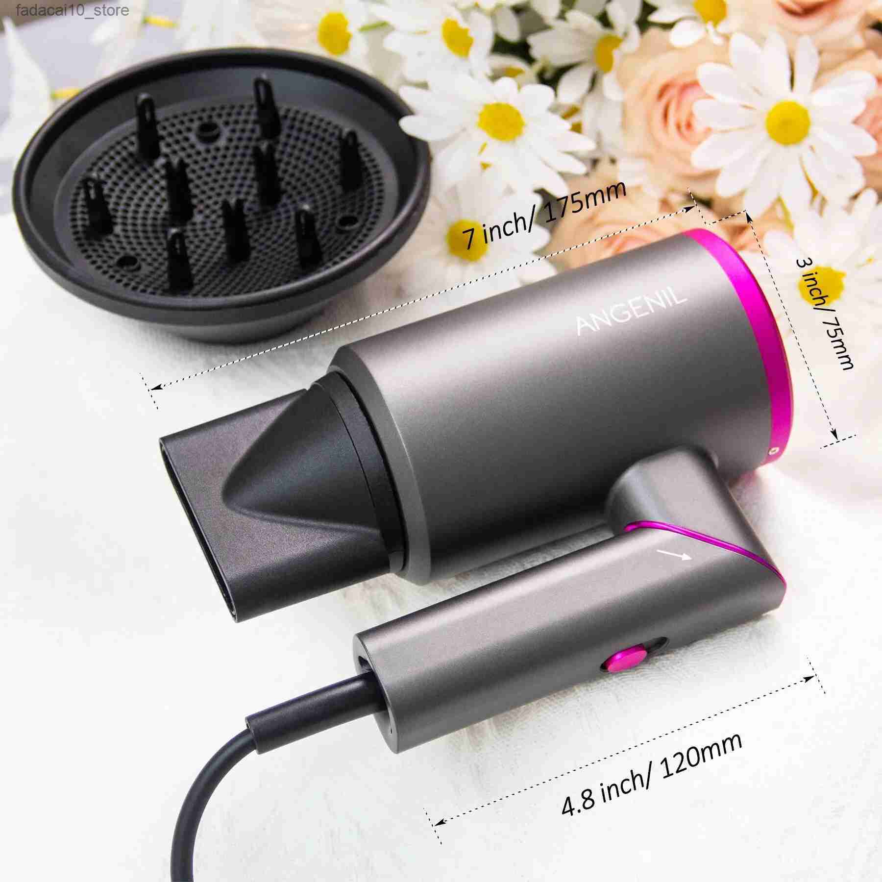 Hair Dryers ANGENIL Hair Dryer with Diffuser 1800W Lonic Blow Dryer Foldable Handle Travel Hair Dryer Constant Temperature Hair Care Q240109