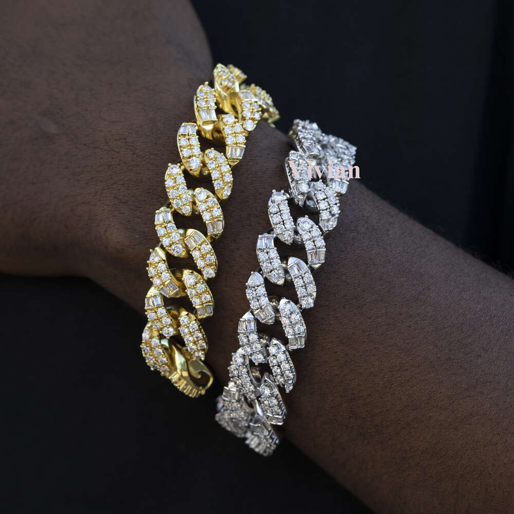 Hip Hop Iced Out Zircon Cuban Link Chain Bling Jewelry 925 Sterling Silver Jewelry Necklace Mens Necklaces