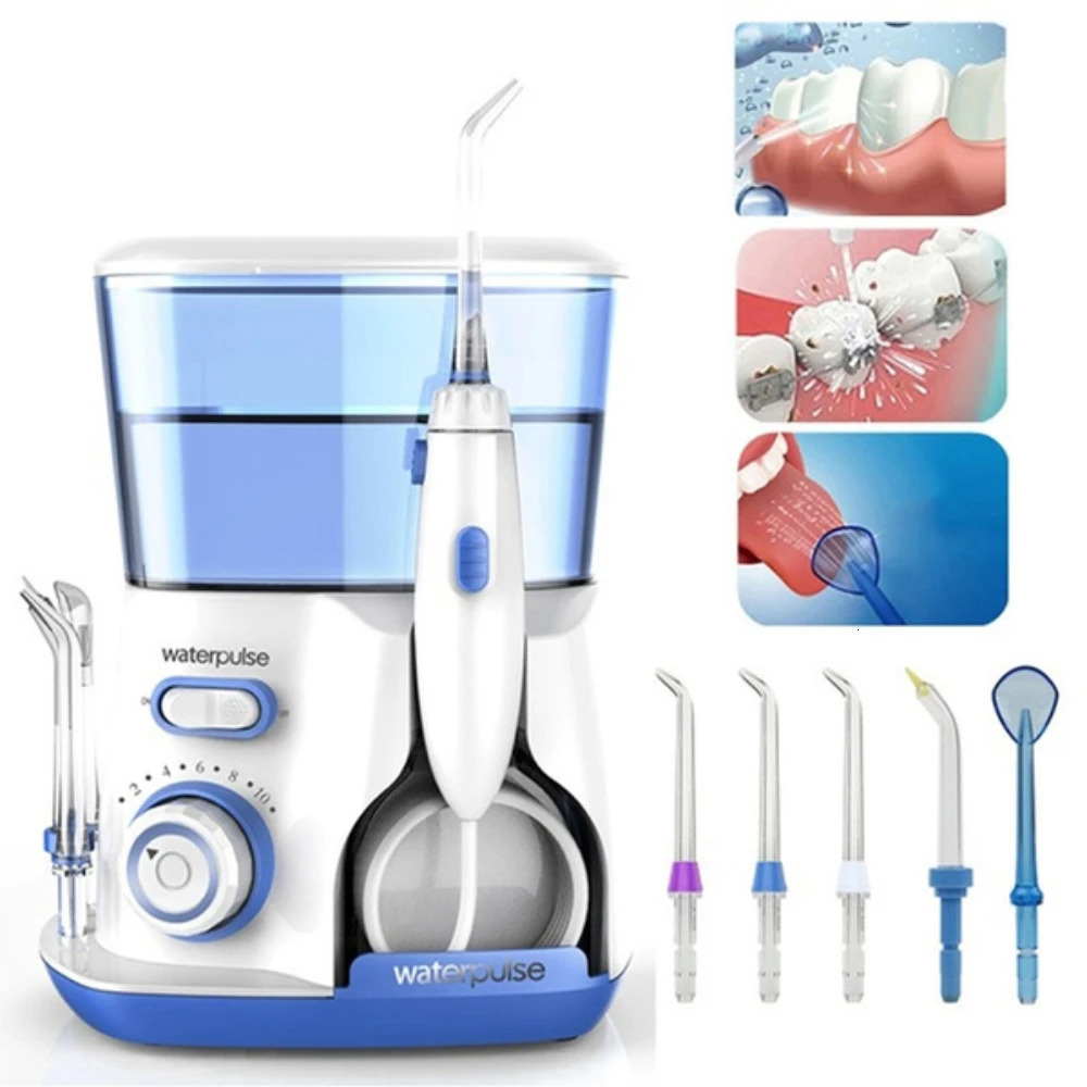 Waterpulse V300G Oral Irrigator 5pcs Tips Dental Water Flosser Electric Cleaner 800ml Oral Hygiene Dental Flosser For Oral Care 240108