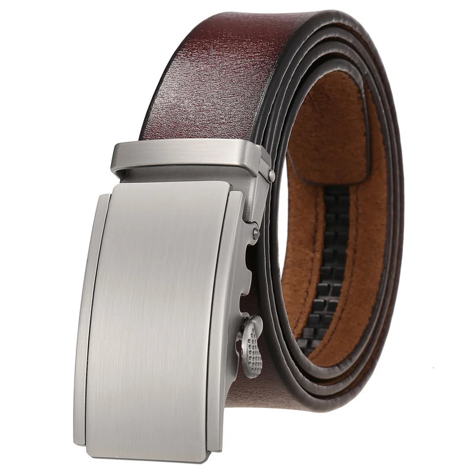 Plyesxale Fashion Yellow Brown Ratchet Belt For Men 100 Genuine Leather Automatic Buckle Casual Trouser Belts Strap B767 240109