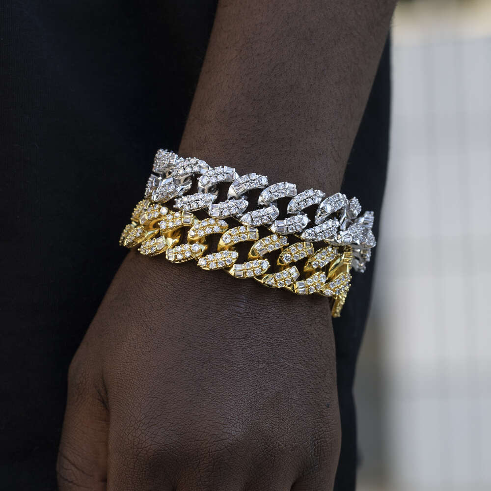 Hip Hop Iced Out Zircon Cuban Link Chain Bling Jewelry 925 Sterling Silver Jewelry Necklace Mens Necklaces